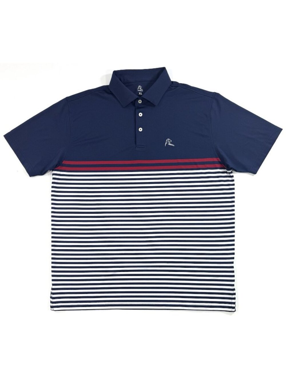 Rhoback Mens Golf Polo Shirt Size XL Blue Red Striped Performance Short Sleeve